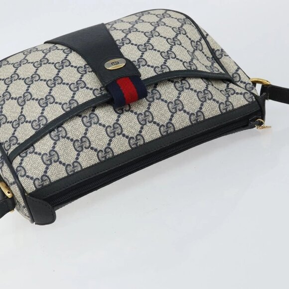 GUCCI GG Supreme Sherry Line Shoulder Bag PVC Navy Gold 89 02 032 Auth 142892 - Picture 7 of 15